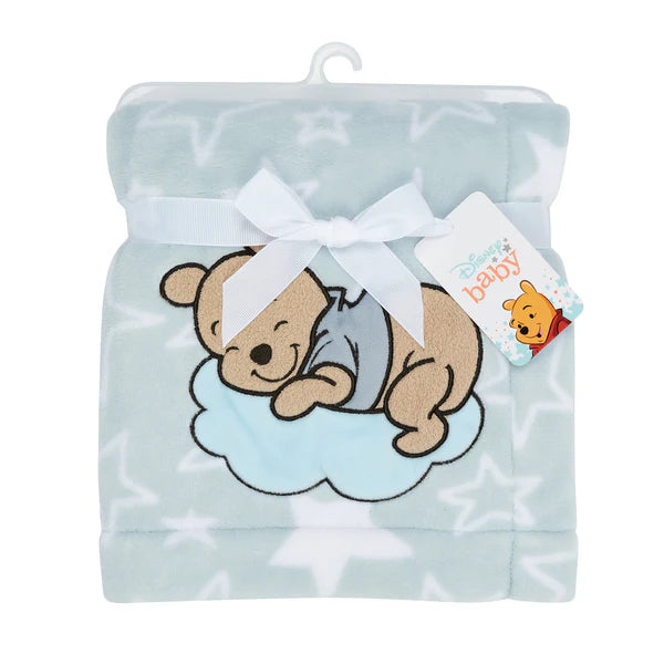 Disney Baby Starlight Pooh Blue/White Soft Fleece Baby Blanket