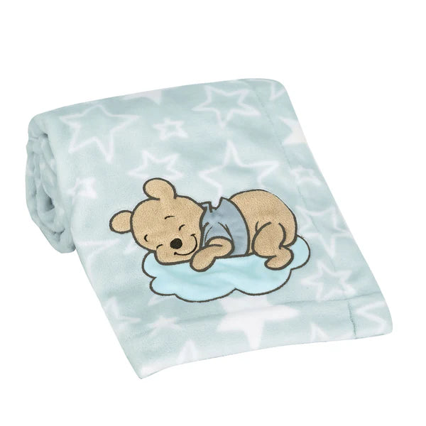 Disney Baby Starlight Pooh Blue/White Soft Fleece Baby Blanket