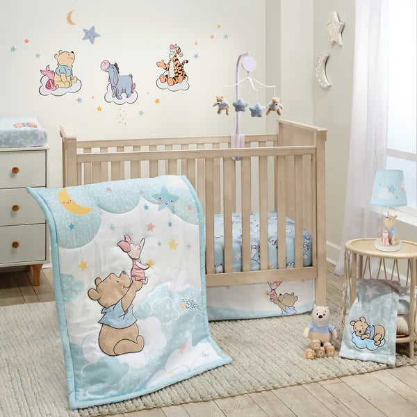 Disney Baby Starlight Pooh Blue/White Soft Fleece Baby Blanket