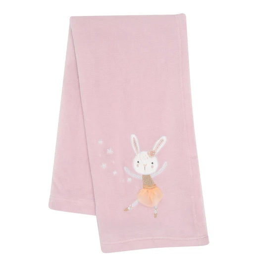 Tiny Dancer Pink Ballet Soft Fleece Bunny Applique Baby Blanket