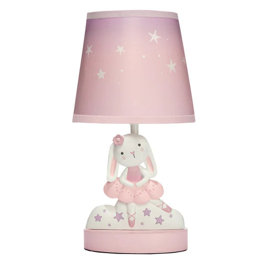 Tiny Dancer Bunny & Stars Pink Nursery Lamp with Shade & Bulb