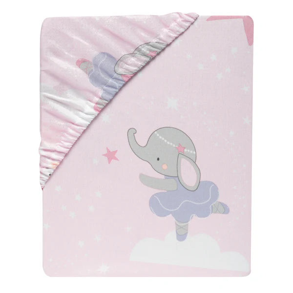 Tiny Dancer Elephant/Bunny Ballet Baby Fitted Crib Sheet - Pink