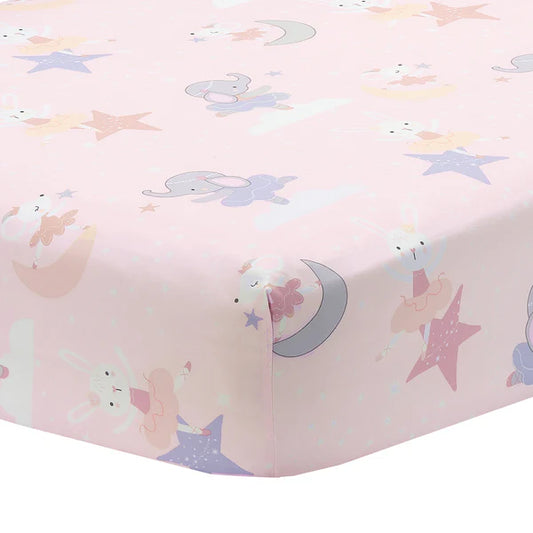 Tiny Dancer Elephant/Bunny Ballet Baby Fitted Crib Sheet - Pink