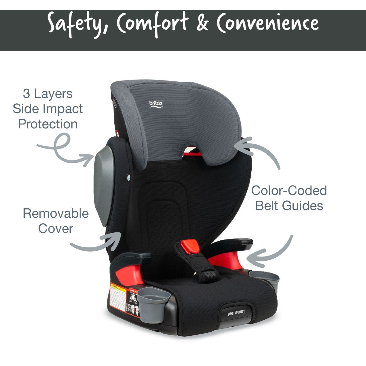 Britax Highpoint Backless Belt-Positioning Booster Seat with Safewash