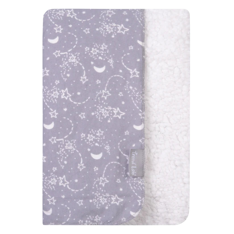 Moon & Stars Flannel & Faux Shearling Baby Blanket