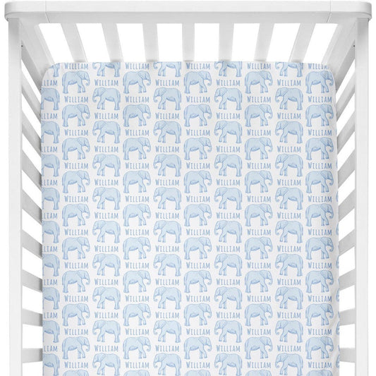 Sugar + Maple Personalized Crib Sheet | Elephant