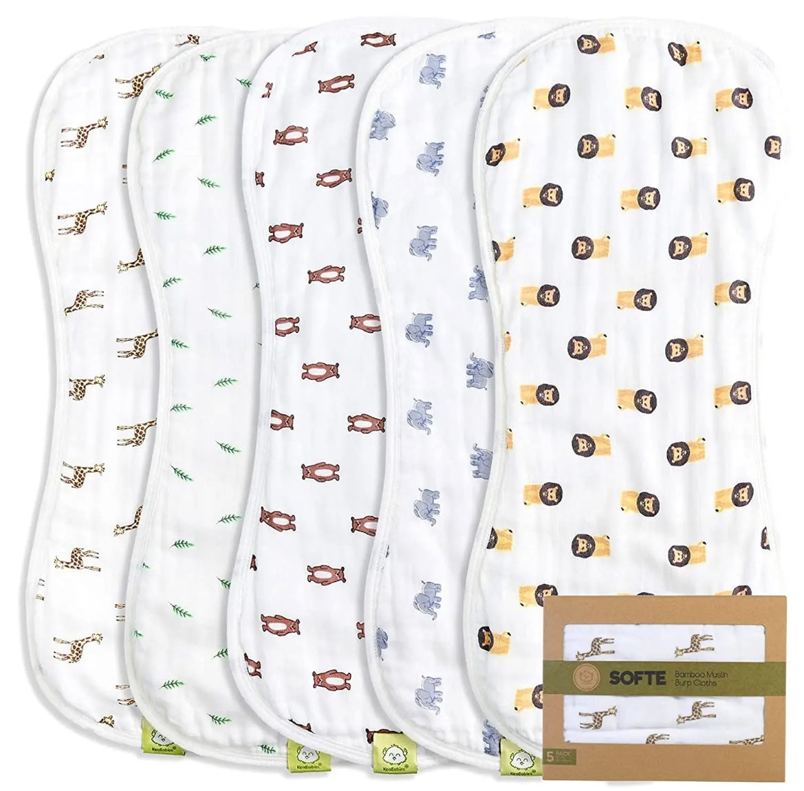 5-Pack Muslin Baby Burp Cloths