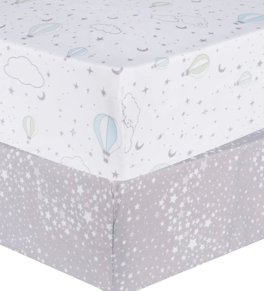 Starry Dreams 2-Pack Microfiber Fitted Crib Sheets Set by Sammy & Lou