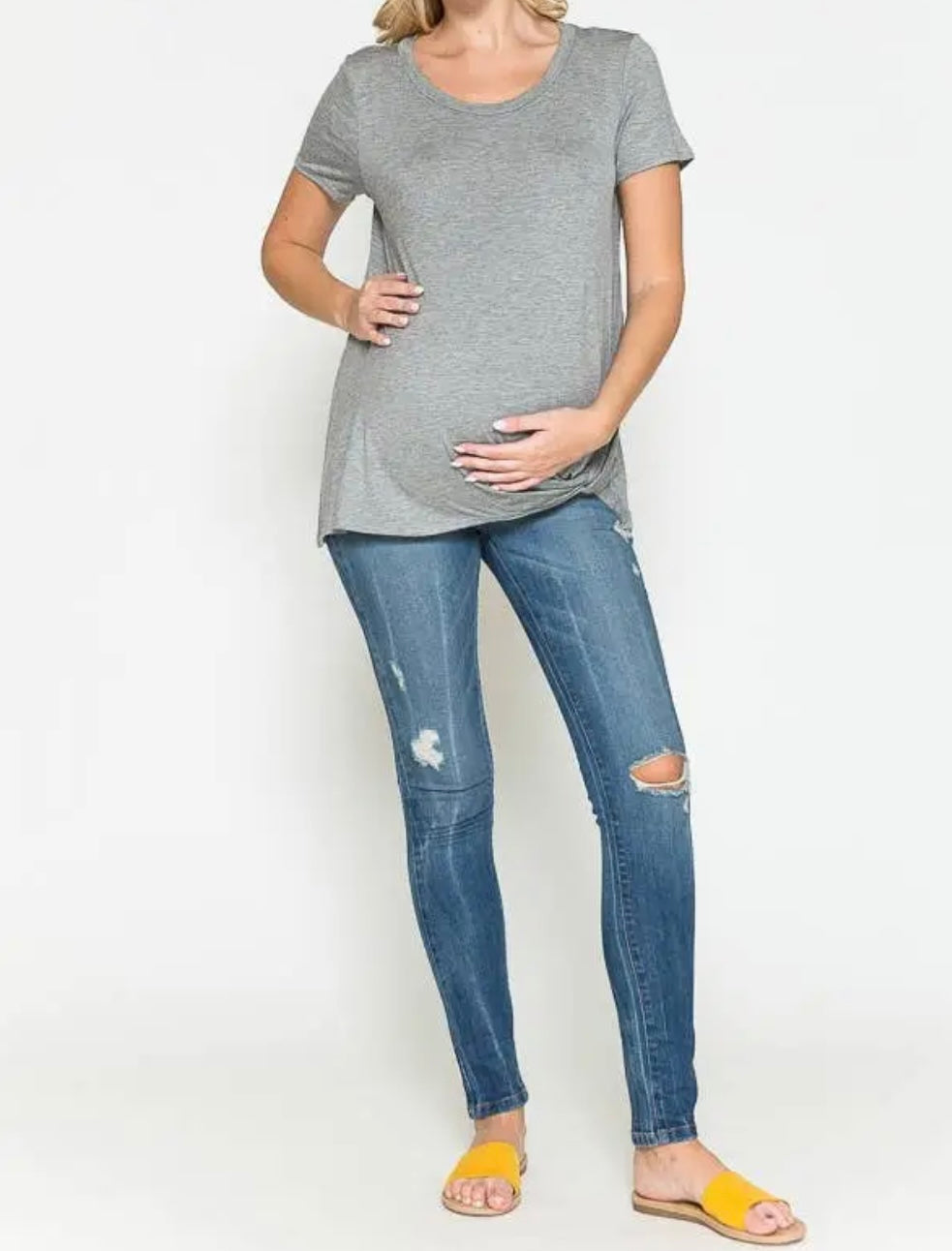 Maternity Short Sleeves Twist Front Top