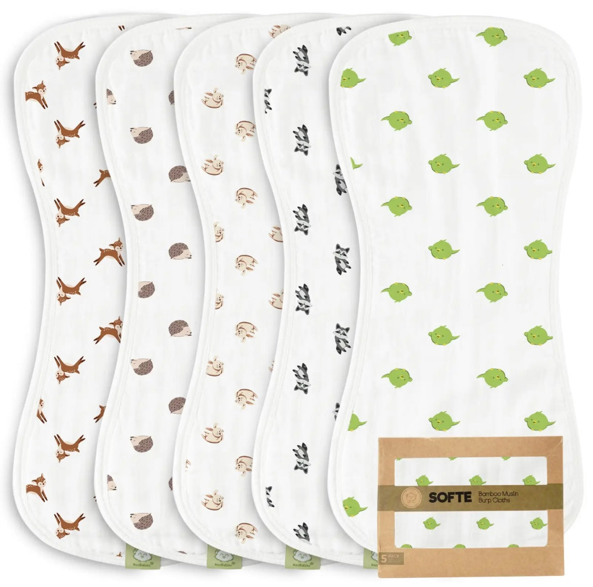 5-Pack Muslin Baby Burp Cloths