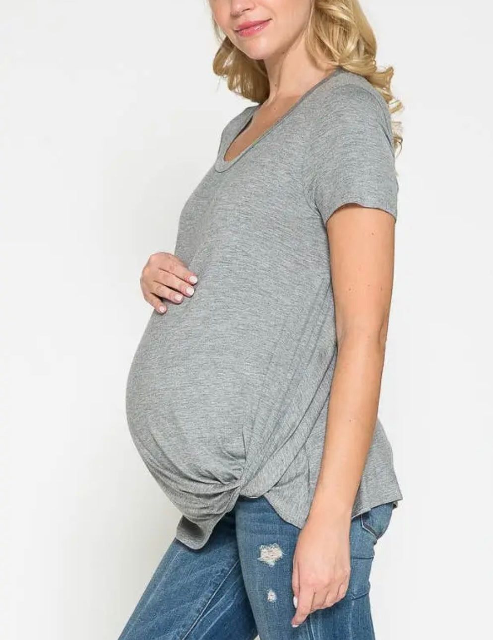 Maternity Short Sleeves Twist Front Top