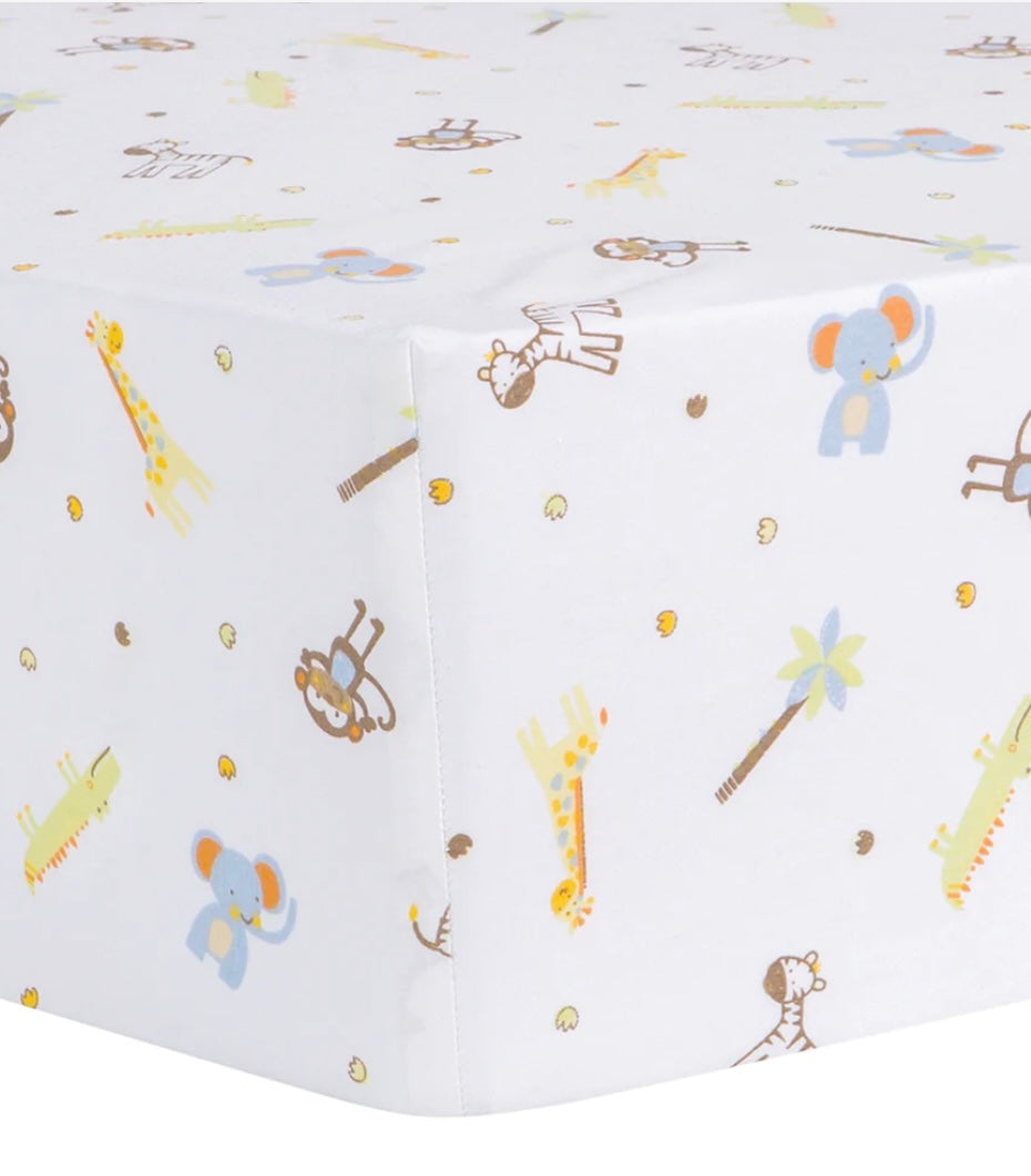 Jungle Fun Animal Fitted Crib Sheet