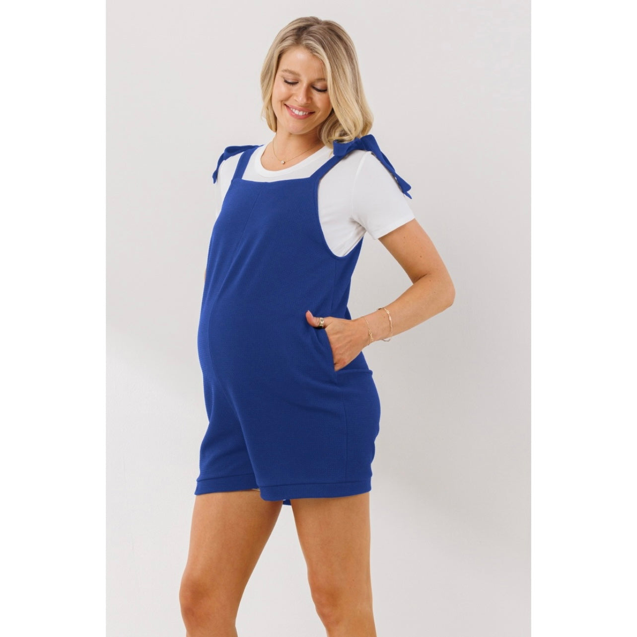 Tie Shoulder Sleeveless Maternity Romper